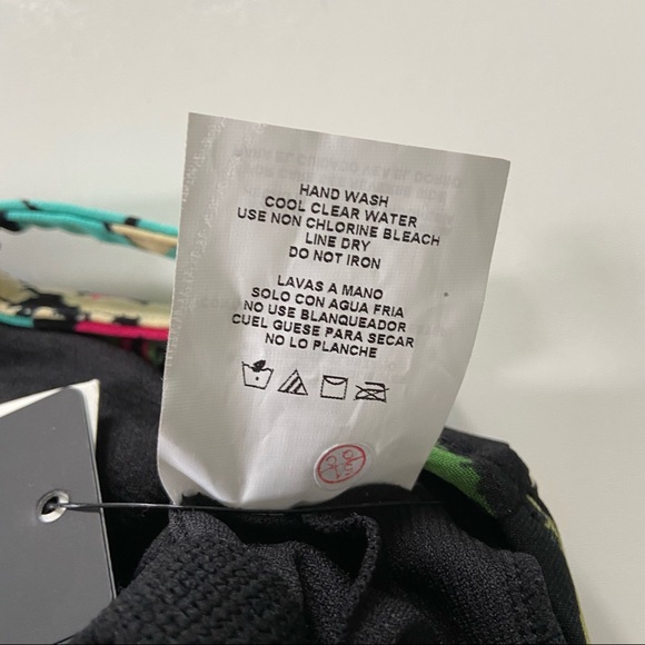 Aqua Green Black Floral V-Neck Angled Tiered Tankini Bathing Suit Swim Top - Picture 7 of 11